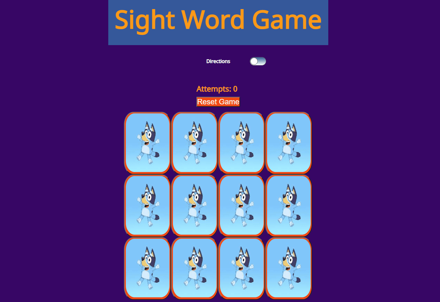 Sight Words Game